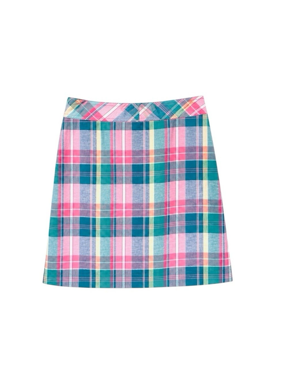 Talbots Madras Plaid Skirt 6P Linen Cotton Preppy Summer Golf Mini Pockets - Picture 4 of 8